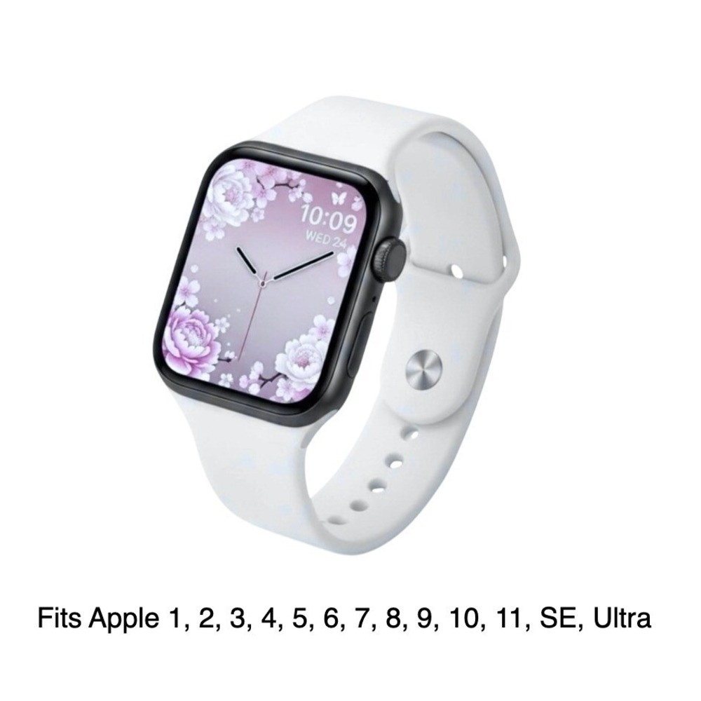 Apple iWatch Compatible Series Sporty White Silicone Watch Band 42/44/45/49mm